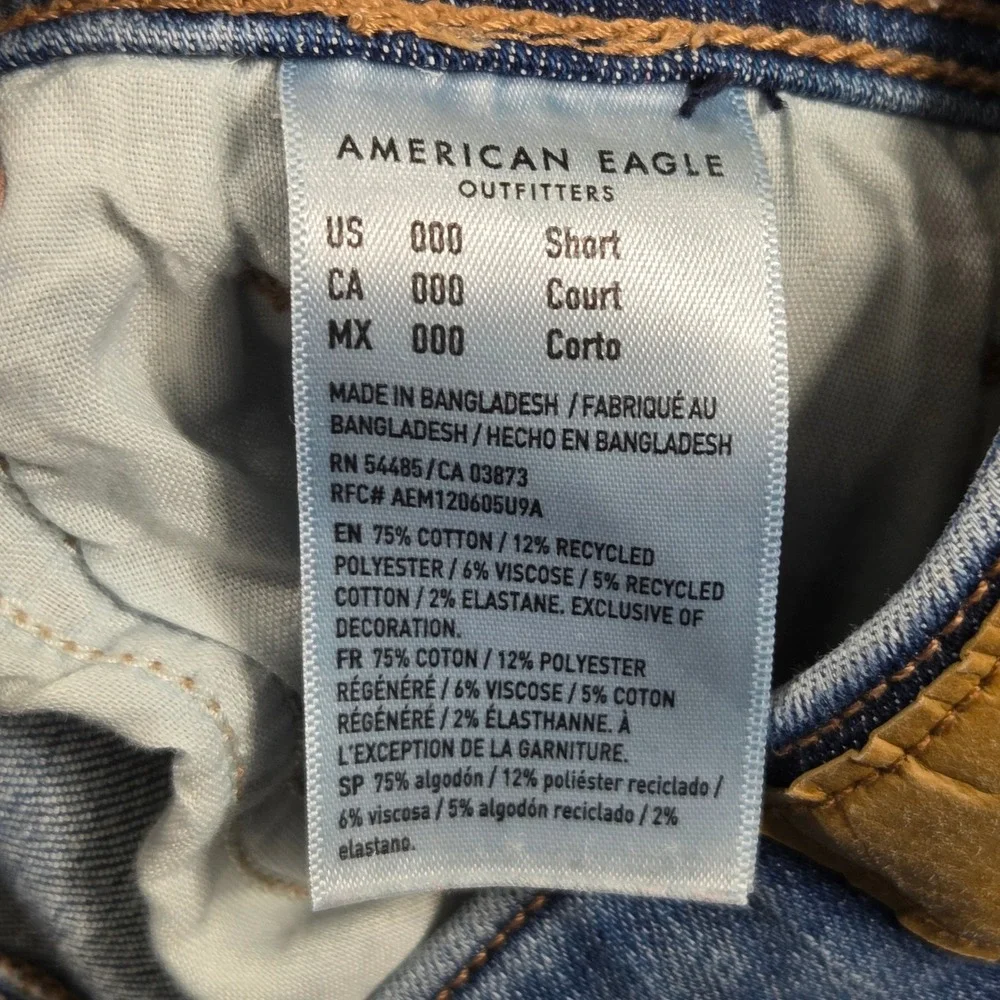 American Eagle Kick Boot Jeans Womens 000 Short Blue Next Level Stretch Casual - Picture 6 of 7